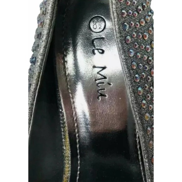 Le Miu ELSA Silver Rhinestone Bling Platform Stiletto Heels Wedding Prom Sz 8.5 - Picture 9 of 11